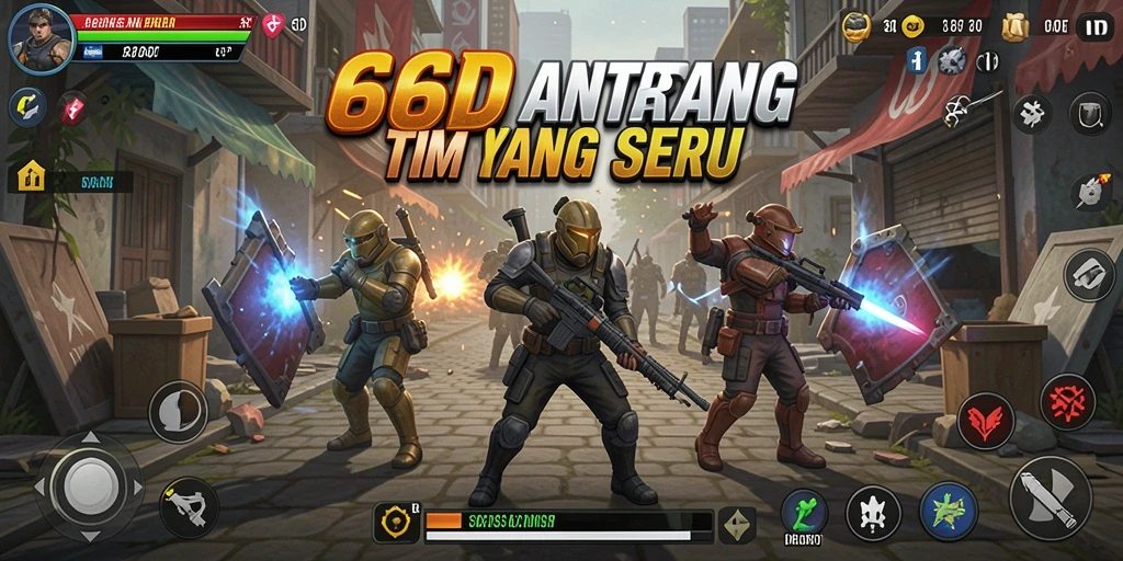 Tampilan aksi seru di 66D dengan efek grafis menawan.