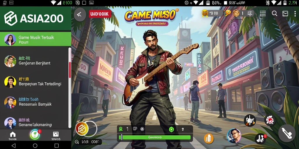 Tampilan gameplay ASIA200 dengan interaksi musik yang seru.