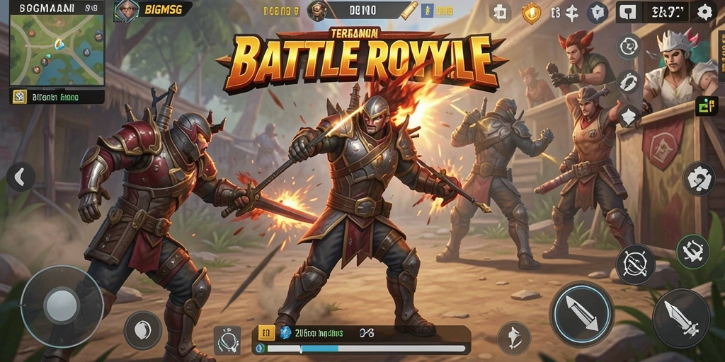 Tampilan menarik dari gameplay Battle Royale yang mendebarkan.