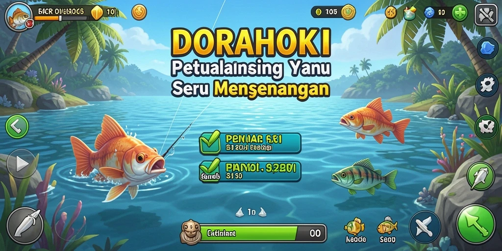 Tampilan menarik dari gameplay DORAHOKI dengan aksi memancing yang seru.