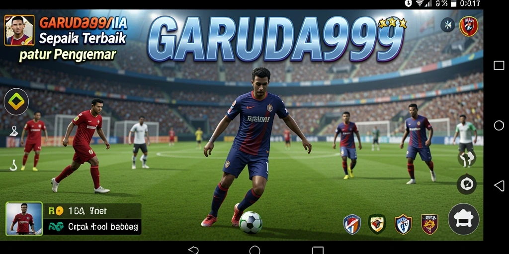 Screenshot GARUDA999 menampilkan aksi pertandingan sepak bola yang intens.