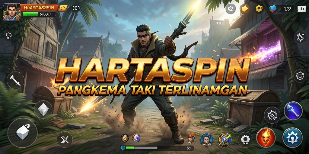 Tangkapan layar HARTASPIN menampilkan intensitas pertarungan seru dan karakter yang dinamis.