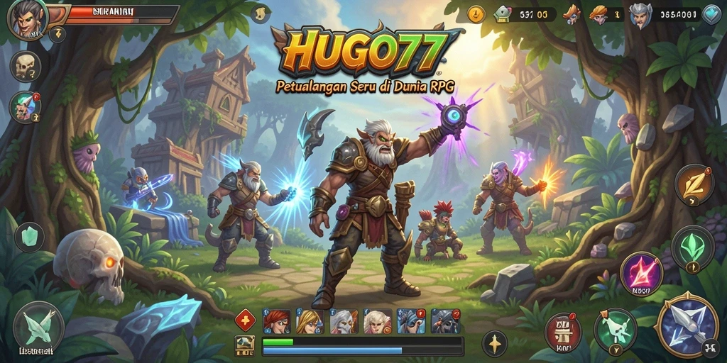 Tampilan gameplay yang menarik dan interaktif dalam HUGO77.