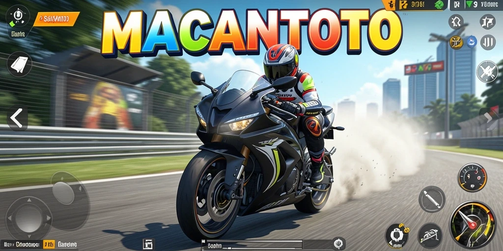 Tampilan menarik dari gameplay balap motor di MACANTOTO.