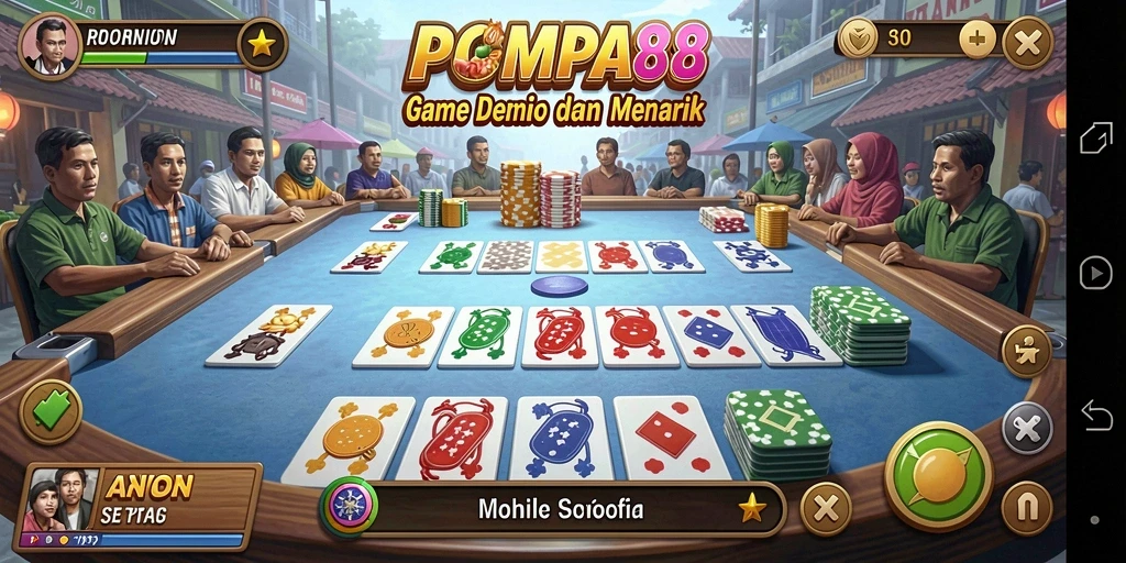 Tampilan gameplay seru dari POMPA88 dengan pemain yang berkompetisi.