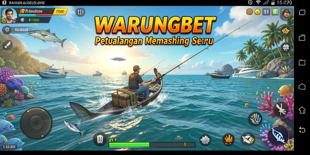 Tampilan gameplay memancing seru di WARUNGBET dengan berbagai jenis ikan.