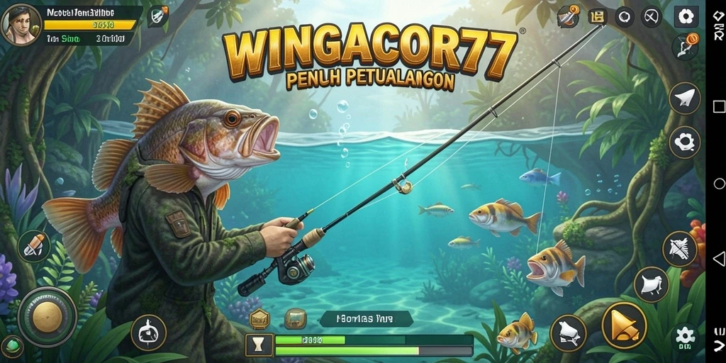 Gameplay WINGACOR77 yang menarik saat memancing di danau.